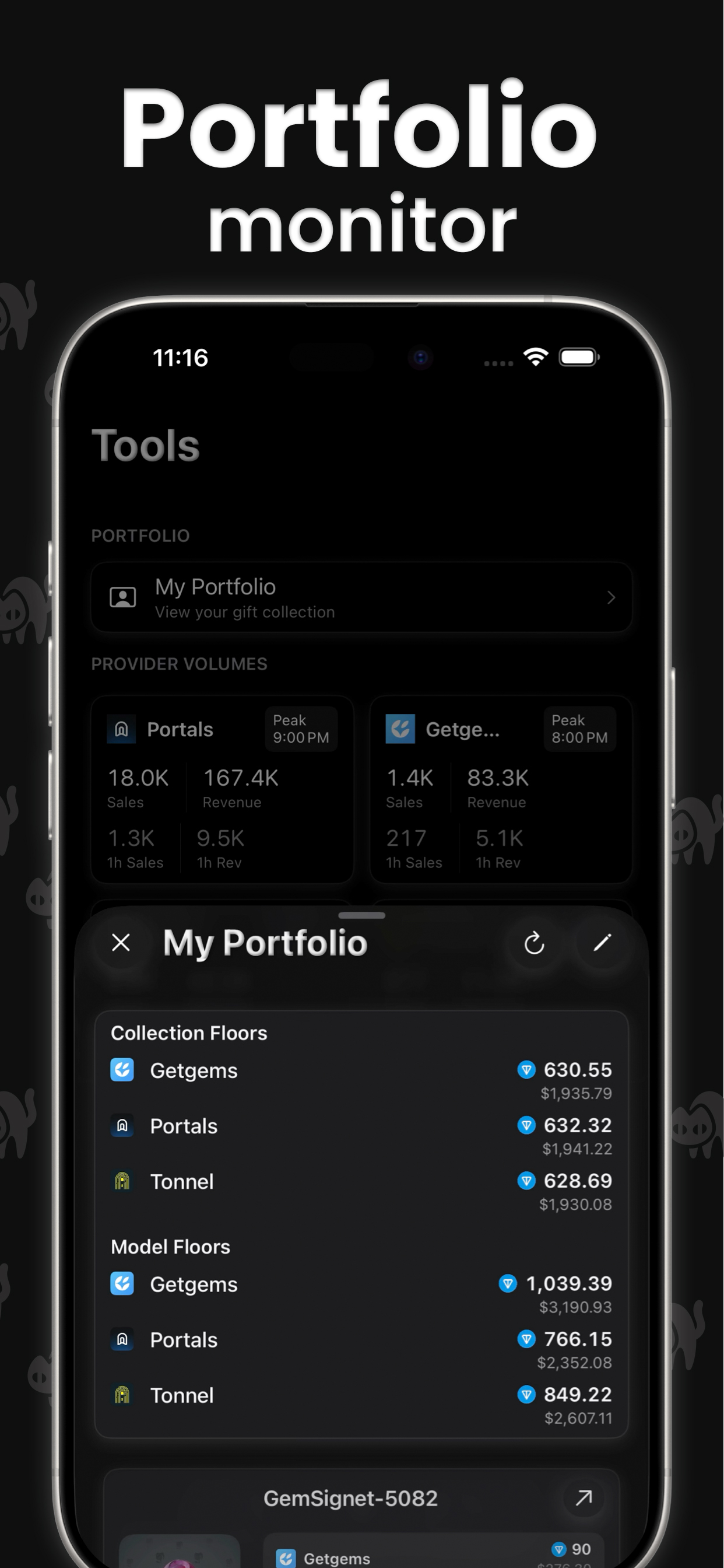Telegifts portfolio tracking